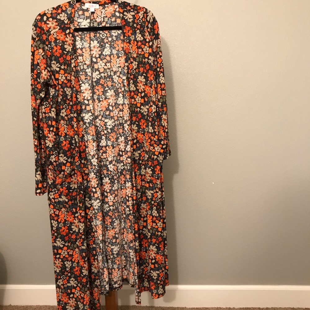 Lula roe floral cardigan NWOT large